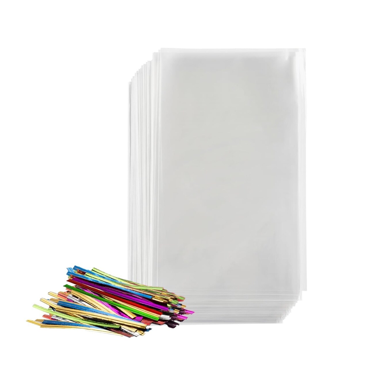 200 pk Clear Cellophane Bags, 4x9 with 4" Twist Ties, Gift Bags